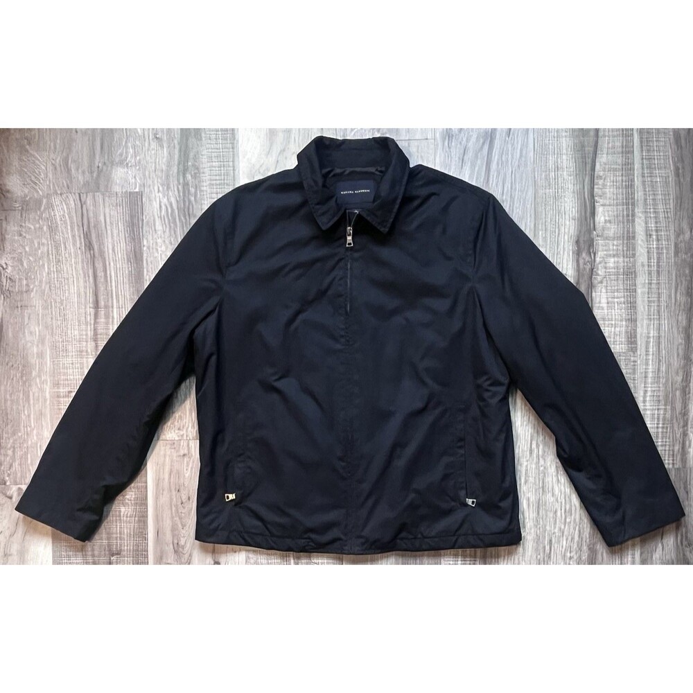 Banana Republic Jacket Mens Large Black Full Zip Lined Lightweight Windbreaker